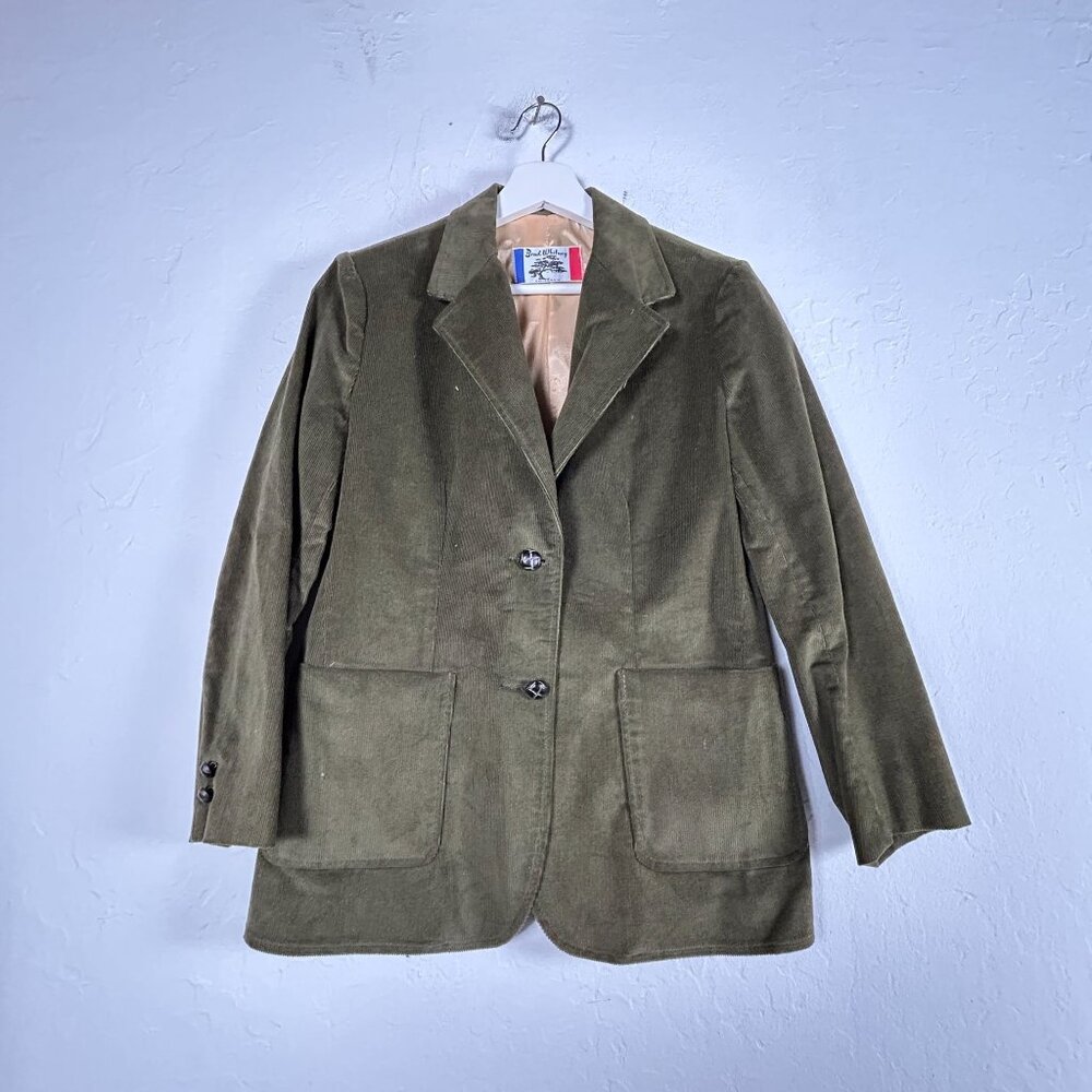 Brad Whitney California Womens Olive Corduroy Blazer Jacket Size 10 Button Front